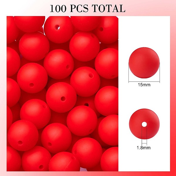 100Pcs Silicone Bea… - image