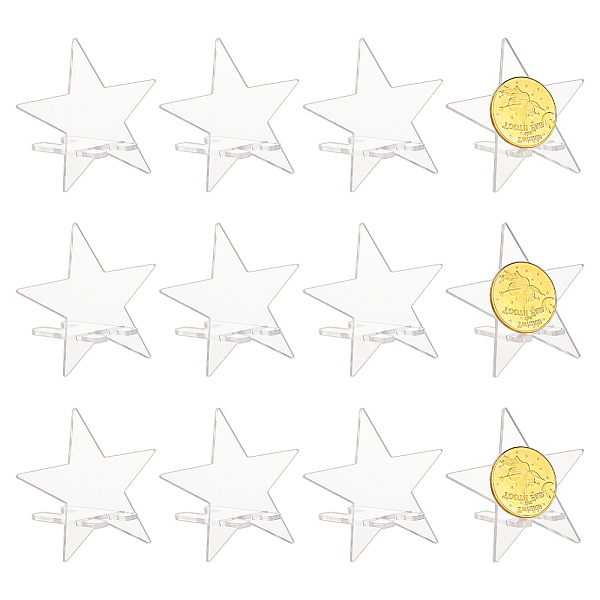 

PandaHall FINGERINSPIRE 12 Sets Star Transparent Acrylic Commemorative Coin Display Easel Stands, Coin Display Easel Holder for Coin Storage..., Clear