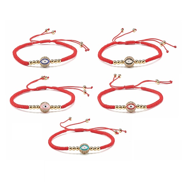 

PandaHall Round with Evil Eye Braided Bead Bracelet for Girl Women, Brass Micro Pave Cubic Zirconia Beads Bracelet, Golden, Mixed Color..., Multicolor