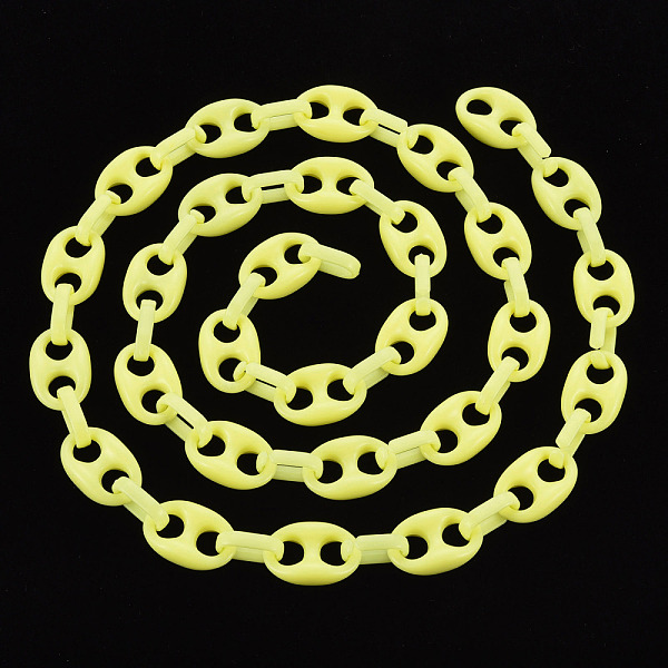 

PandaHall Handmade Opaque Acrylic Coffee Bean Chains, Oval, Yellow, Link: 27x17x9mm, Oval: 18.5x11.5x4.5mm, about 3.28 Feet(1m)/strand...