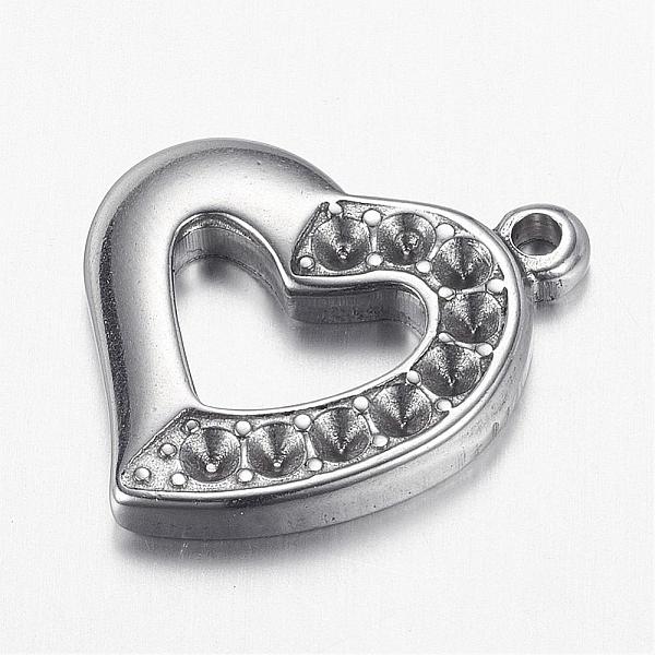 

PandaHall 304 Stainless Steel Pendant Rhinestone Settings, Heart, Stainless Steel Color, 23x20x3mm, Hole: 2mm, Fit for 2mm rhinestone 304...
