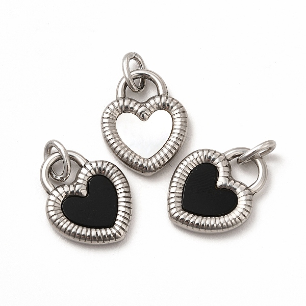 

PandaHall 304 Stainless Steel Acrylic Pendants, with Shell and Jump Rings, Heart, Stainless Steel Color, 18x14x3mm, Hole: 2.8mm Stainless...