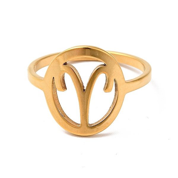 

PandaHall Ion Plating(IP) 201 Stainless Steel Constellations Aries Finger Ring for Women, Golden, US Size 6 1/4(16.7mm) 201 Stainless Steel...