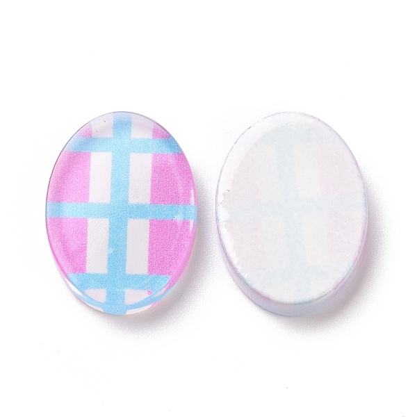 

PandaHall Transparent Acrylic Cabochons, for Earrings Accessories, Oval with Tartan Pattern, Violet, 18.7x13.8x3.3mm Acrylic Oval Purple