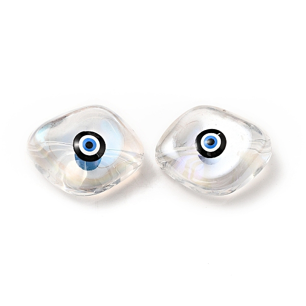 

PandaHall Transparent Glass Beads, with Enamel, Horse Eye with Evil Eye Pattern, Black, 20x16x9.5mm, Hole: 1.4mm Glass Horse Eye Black