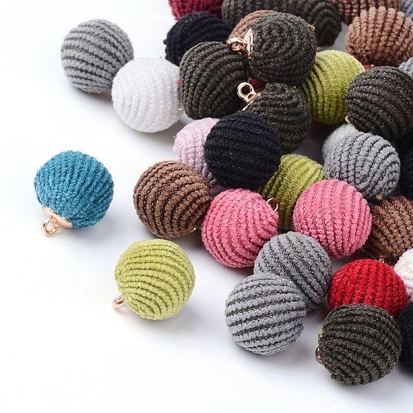 

PandaHall Handmade Cloth Fabric Covered Charms, Round, with Brass Findings, Golden, Mixed Color, 16~17x14.5~15mm, Hole: 1.5mm Cloth Round..., Multicolor