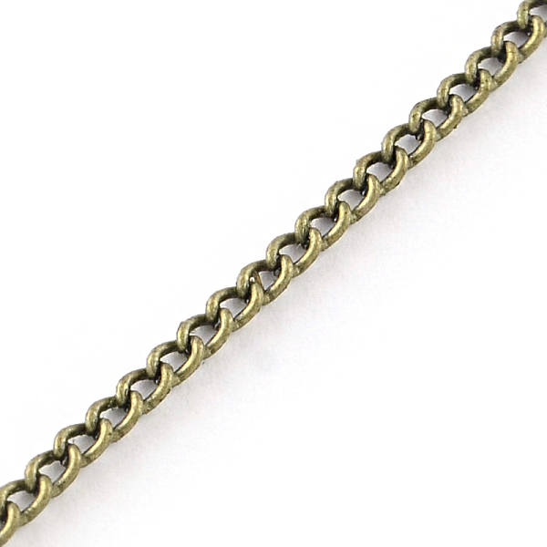 

PandaHall Unwelded Iron Curb Chains, with Spool, Antique Bronze, 2.5x1.6x0.45mm, about 328.08 Feet(100m)/roll Iron