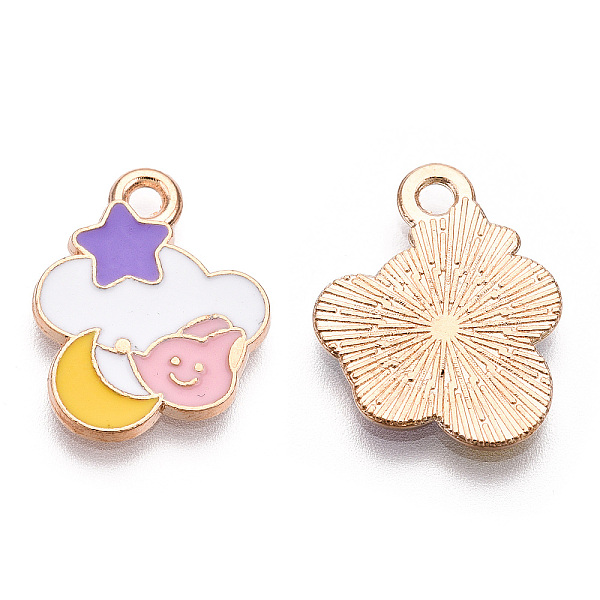 

PandaHall Alloy Enamel Pendants, Light Gold, Cloud with Star & Moon Charm, Lead Free & Cadmium Free, White, 20.5x14.5x1.5mm, Hole: 1.8mm...