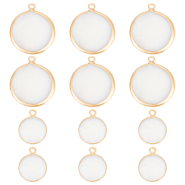 

PandaHall BENECREAT 12Pcs 2 Styles Natural Freshwater Shell Pendants, with Brass Findings, Flat Round Charms, Golden, 16~23x13~20x4~5mm...