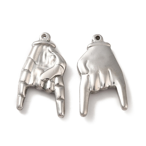 

PandaHall 304 Stainless Steel Pendants, Palm Charms, Stainless Steel Color, 37x20x5.5mm, Hole: 1.5mm 304 Stainless Steel Palm