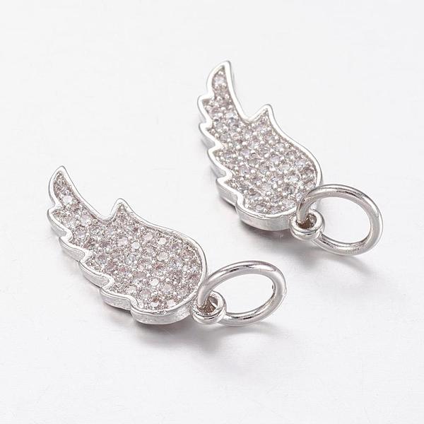

PandaHall Brass Micro Pave Cubic Zirconia Pendants, Wing, Real Platinum Plated, 20x8x2mm, Hole: 5mm Brass+Cubic Zirconia Wing