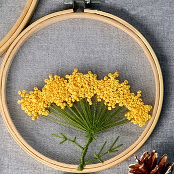 

PandaHall DIY Transparent Fabric Embroidery Kits, with Polyurethane Elastic Fibre and Plastic Frame & Iron Needle & Colored Thread, Flower...