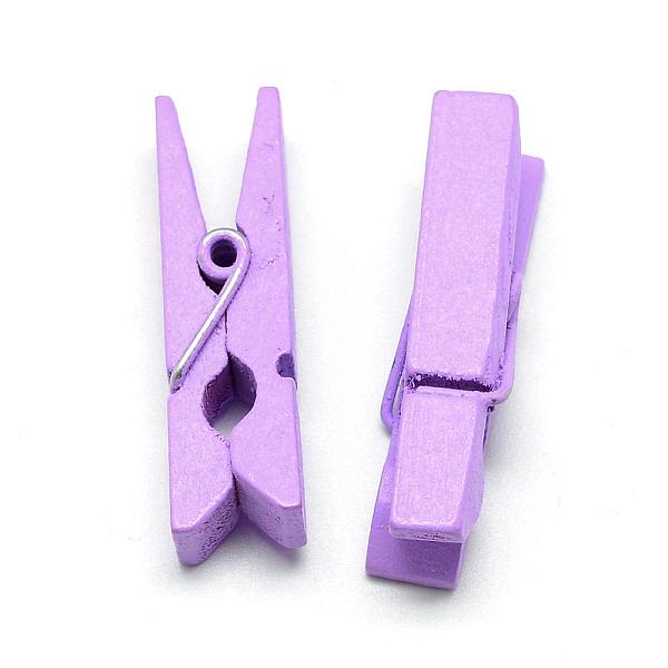 

PandaHall Dyed Wooden Craft Pegs Clips, Medium Purple, 35x7x10mm Wood Purple