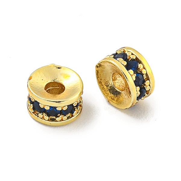 

PandaHall Brass Cubic Zirconia Spacer Beads, Long-Lasting Plated, Lead Free & Cadmium Free, Rondelle, Dark Blue, 4x2mm, Hole: 1.4mm...
