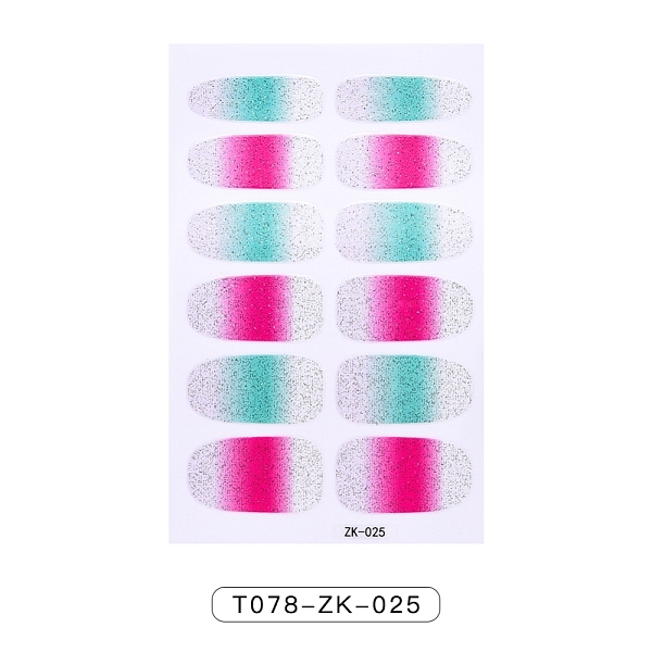 

PandaHall Full-Cover Gradient Wraps Nail Polish Stickers, Glitter Powder Self-adhesive Nail Art Decals Strips, with Manicure Buffer Files..., Green