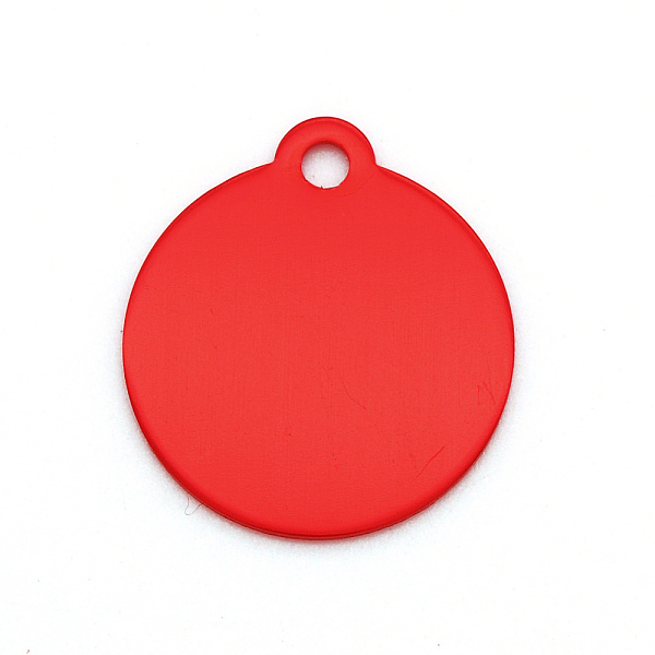 PandaHall Colored Aluminum Pendants, Laser Cut, Double Sided Dog Pet Name Phone Number ID Tag Charm, Flat Round, Red, 36x31.5x1mm, Hole: 3mm...