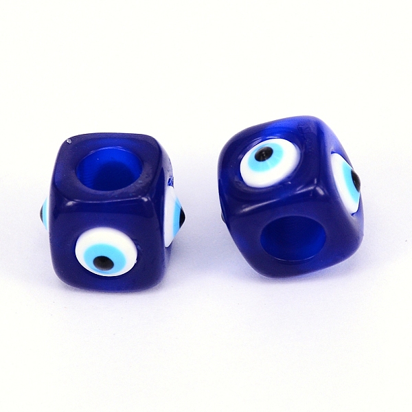 

PandaHall Resin European Beads, Cube, Evil Eyes, for Jewelry Making, Royal Blue, 14.5x14.5x11.5mm, Hole: 6.5mm Resin Cube Blue