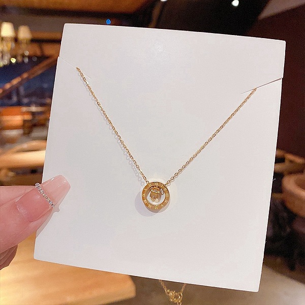 

PandaHall Titanium Steel Cable Chain Necklaces, Rhinestone Pendant Necklaces, Roman Numerals, Ring, 8.27~19.69 inch(21~50cm) Titanium Steel...