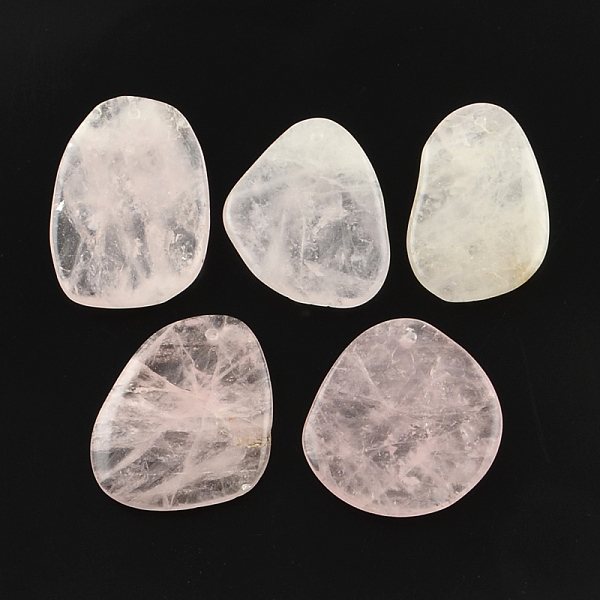 

PandaHall Natural Rose Quartz Gemstone Pendants, Mixed Shapes, 47~52x33~43x7~9mm, Hole: 2.5mm Rose Quartz Mixed Shapes Pink