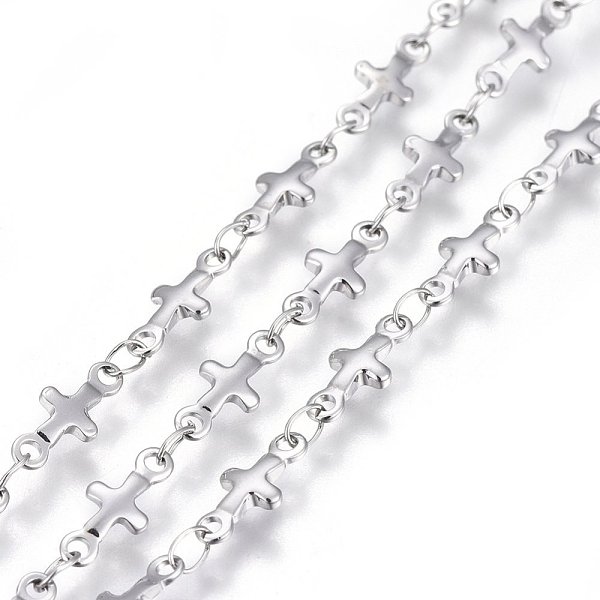 

PandaHall 304 Stainless Steel Link Chains, Soldered, Cross, Stainless Steel Color, 10x4.5x1mm 304 Stainless Steel