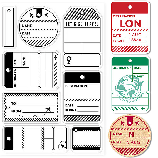 

PandaHall GLOBLELAND Label Ticket Background Clear Stamps Label Decorative Clear Stamps Silicone Stamps for Card Making Photo Album...