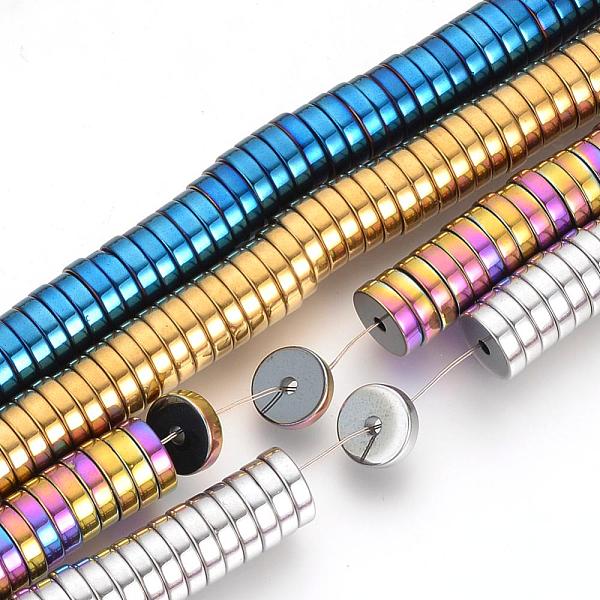 

PandaHall Electroplate Non-magnetic Synthetic Hematite Beads Spacers Strands, Heishi Beads, Flat Round/Disc, Mixed Color, 8x2mm, Hole: 1.5mm...