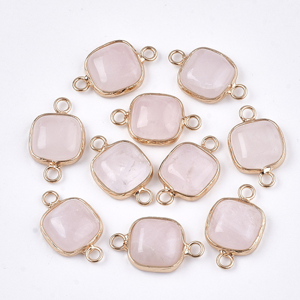 

PandaHall Natural Rose Quartz Links connectors, with Brass Findings, Square, Golden, 21x13x5~5.5mm, Hole: 2.5mm Rose Quartz Square
