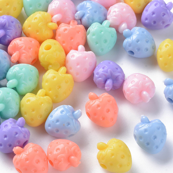 

PandaHall Opaque Acrylic Beads, Strawberry, Mixed Color, 16.5x13x11.5mm, Hole: 3mm Acrylic Fruit Multicolor