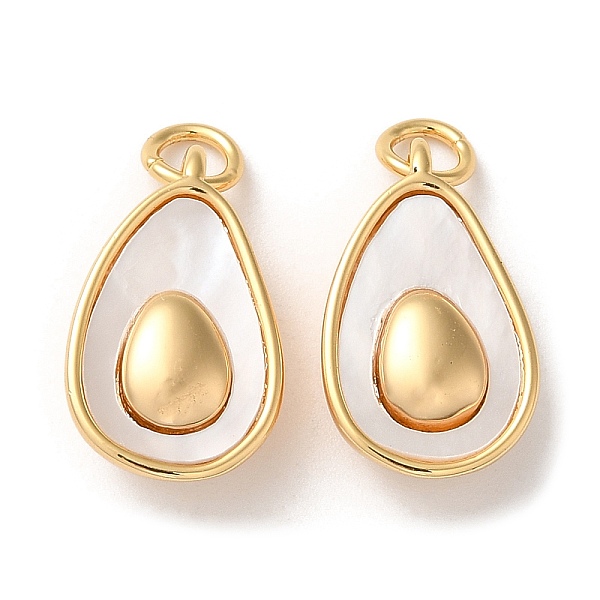 

PandaHall Brass Pave Shell Teardrop Pendants, Avocado Charms, Real 18K Gold Plated, 18x10.5x6mm, Hole: 3mm Shell Avocado