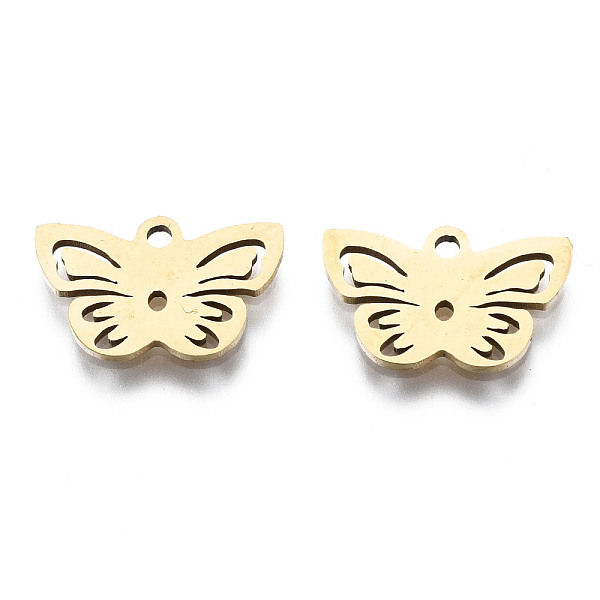 

PandaHall 201 Stainless Steel Charms, Laser Cut, Butterfly, Golden, 9x14x1mm, Hole: 1.4mm 201 Stainless Steel Butterfly