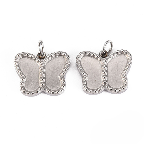 

PandaHall 304 Stainless Steel Charm Cabochon Settings, with Jump Rings, Butterfly, Stainless Steel Color, Tray: 8x3mm, 10x13x3mm, Jump Ring...