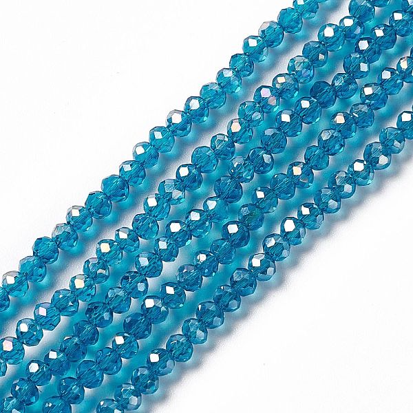 

PandaHall Electroplate Glass Beads Strands, AB Color Plated, Faceted Rondelle, Cadet Blue, 3x2mm, Hole: 0.5mm, about 165~170pcs/strand, 16.7...