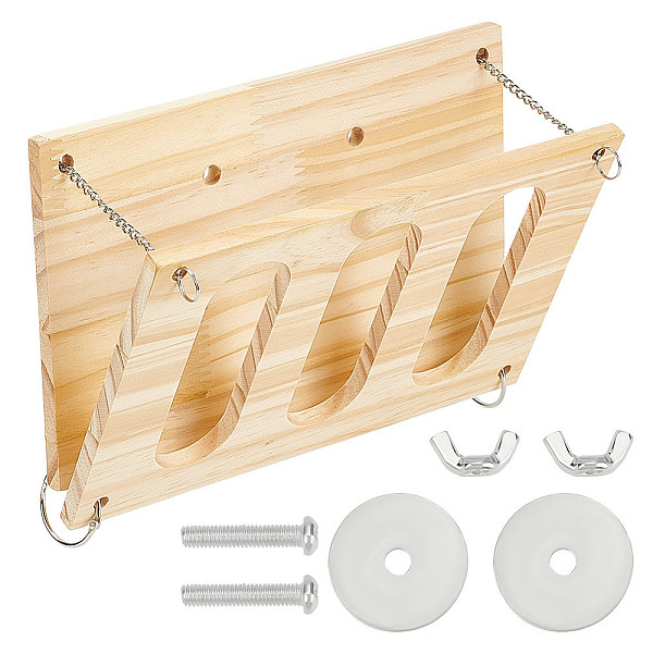 

PandaHall Hay Feeder Rack, Wood Wall-Mountable Hay Manger, for Small Pets Bunny Guinea Pigs, Rectangle Wood Rectangle