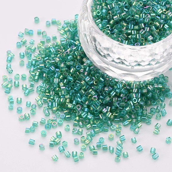 

PandaHall Glass Cylinder Beads, Seed Beads, Transparent Colours Rainbow, Round Hole, Sea Green, 1.5~2x1~2mm, Hole: 0.8mm, about 8000pcs/bag...