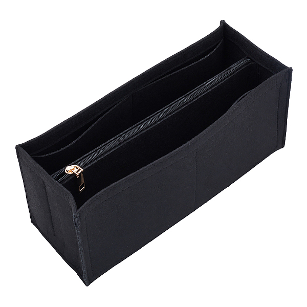 

PandaHall WADORN Felt Bag Organizer Insert for Handbag, Purse Organizer Insert with Zipper Tote Bag Liner Shaper Bag in Bag Portable Pocket..., Black
