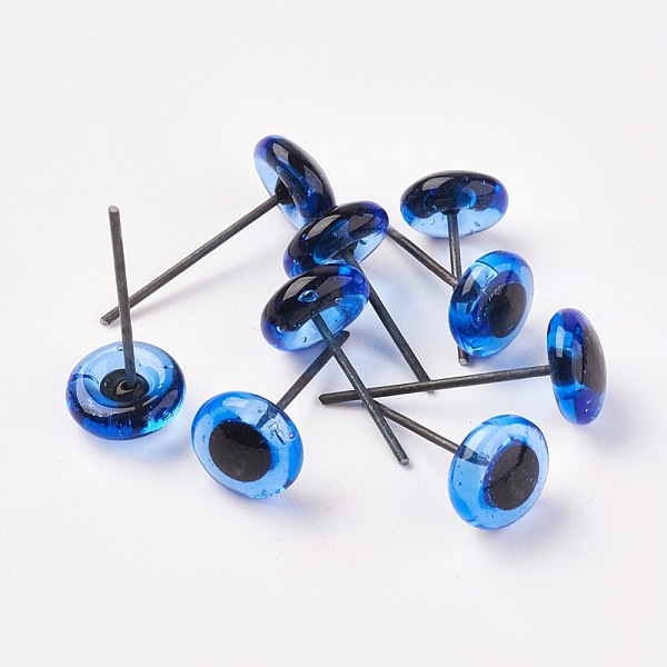 PandaHall Craft Glass Doll Eyes, with Iron Pin, for Needle Felting Dolls, Amigurumi dolls, Polymer Clay Projects, The Pins Vary in Length
