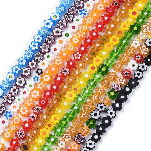 

PandaHall Handmade Millefiori Glass Bead Strands, Flower, Colorful, 6.4~9x3.2mm, Hole: 1mm, about 56pcs/Strand, 15.75''(40cm) Millefiori...