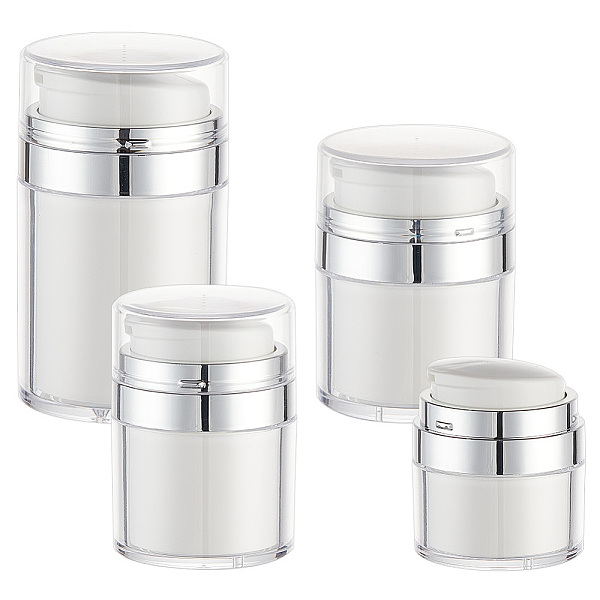 PandaHall OLYCRAFT 4Pcs 4Size Airless Pump Jar 0.5/1/1.7/3.4OZ Duckbill Spout Refillable Travel Cream Vacuum Bottle Empty Cream Jar Cosmetic...