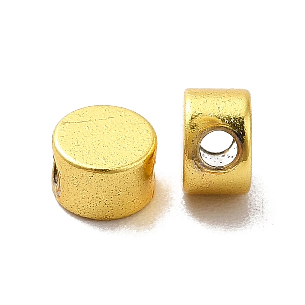 

PandaHall Rack Plating Brass Beads, Long-Lasting Plated, Flat Round, Matte Gold Color, 4x2.5mm, Hole: 1.2mm. Brass Flat Round