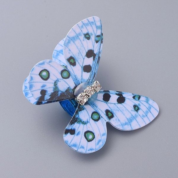 

PandaHall Aluminum Hair Coil Cuffs, Dread Cuff Coil, Butterfly Cuff Beads, Light Sky Blue, 38~40x32~35x13.5mm, Hole: 9mm Aluminum Blue