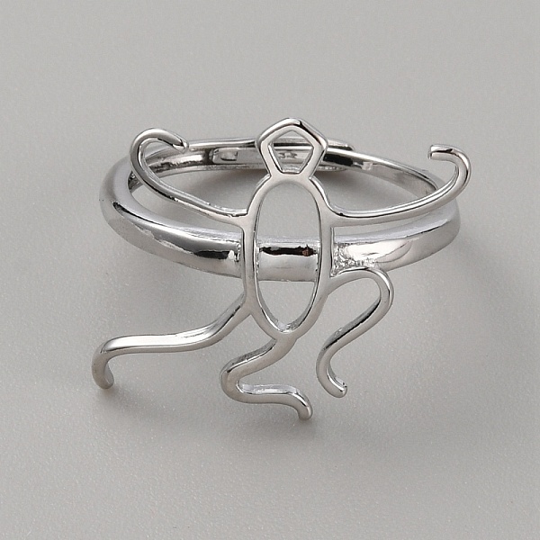

PandaHall Adjustable Brass Ring Components, Ring Settings, Platinum, US Size 7(17.3mm), Tray: 17.5x20.5mm Brass