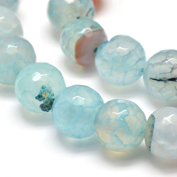 

PandaHall Dyed Natural Agate Faceted Round Beads Strands, Pale Turquoise, 10mm, Hole: 1mm, about 38pcs/strand, 15 inch Natural Agate Round..., Cyan