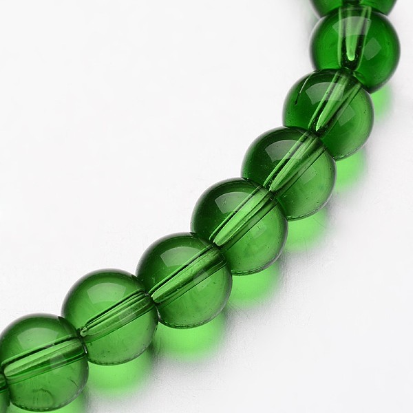 

PandaHall Glass Round Bead Strands, Green, 10mm, Hole: 1mm, about 32pcs/strand, 11 inch Glass Round Green