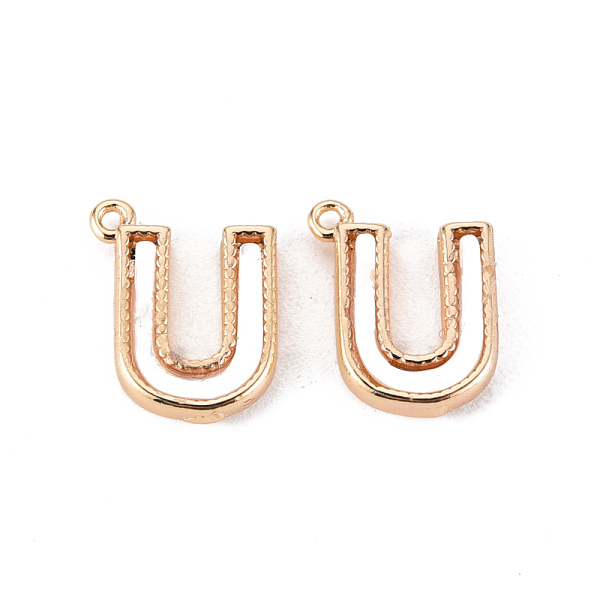 

PandaHall Brass Charms, with Shell, Real 18K Gold Plated, Nickel Free, Letter.U, 11x8.5x2mm, Hole: 0.8mm White Shell Letter U