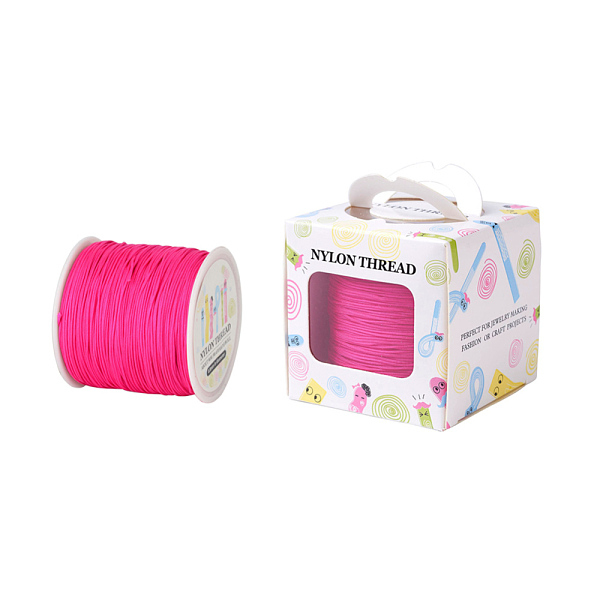 

PandaHall Nylon Thread, Deep Pink, 0.8mm, about 98.43yards/roll(90m/roll) Nylon Pink