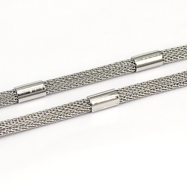 

PandaHall 304 Stainless Steel Mesh Chains, Unwelded, Stainless Steel Color, 4mm 304 Stainless Steel