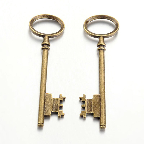 

PandaHall Tibetan Style Alloy Skeleton Key Large Pendants, Lead Free & Cadmium Free, Antique Bronze, 80x23x3mm, Hole: 12x18mm Alloy Key