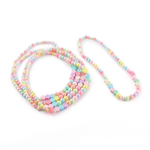 

PandaHall Round Acrylic Graduated Beaded Necklaces for Kids, with Flower Plastic Beads, Colorful, 18.11 inch(46cm) Acrylic