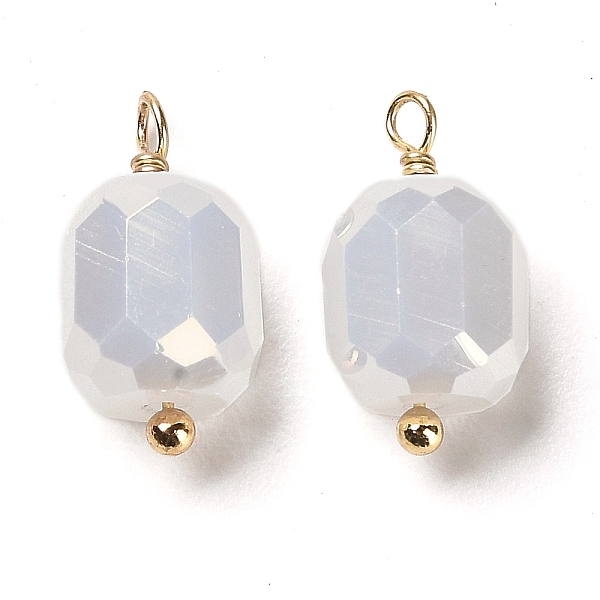 

PandaHall Glass Charms, with Rack Plating Real 18K Gold Plated Brass Loops, Faceted Column, WhiteSmoke, 14.5x7.5mm, Hole: 1.4mm Brass+Glass..., White