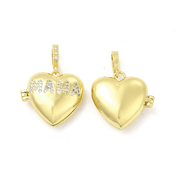 

PandaHall Brass Micro Pave Clear Cubic Zirconia Locket Pendants, Heart with Word MAMA Charms, Light Gold, 20x21x7.5mm, Hole: 5.5x3mm Brass...